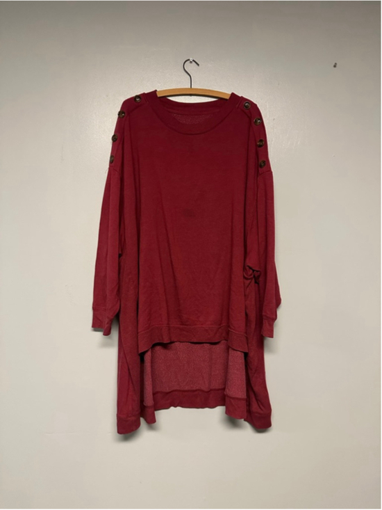 The Sweatshirt Project Tops - Women's The Sweatshirt Project Red Button Detail Sweatshirt Plus Size 3X